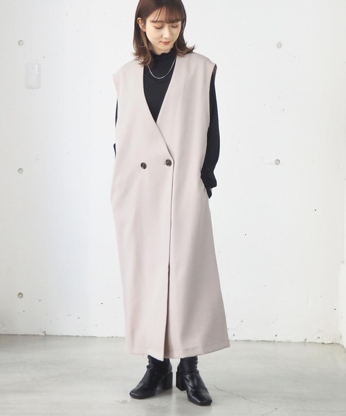 tiptop（ティップトップ）の「ロングベスト/ジレジャンパースカート（ベスト・レディース・アイボリー/ブラック・FREE）」の5枚目の写真