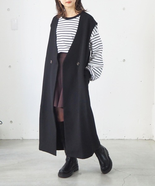 tiptop（ティップトップ）の「ロングベスト/ジレジャンパースカート（ベスト・レディース・アイボリー/ブラック・FREE）」の12枚目の写真