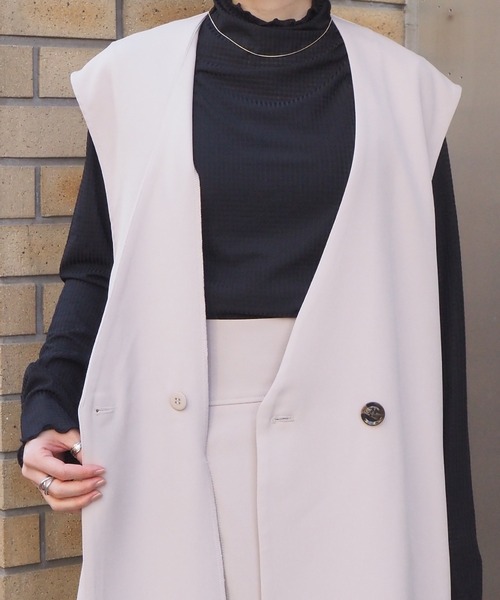 tiptop（ティップトップ）の「ロングベスト/ジレジャンパースカート（ベスト・レディース・アイボリー/ブラック・FREE）」の20枚目の写真