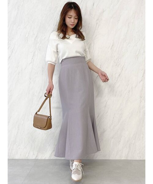 dazzlin（ダズリン）の「Vネックリブハーフスリーブトップス（ニット/セーター・レディース・ブラック/オフホワイト/ブルー/グリーン/モカ・FREE）」の20枚目の写真