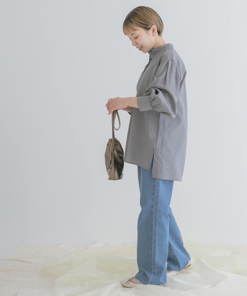 ITEMS URBANRESEARCH(アイテムズ アーバンリサーチ)の「スタンドカラーギンガムチュニック(シャツ/ブラウス・レディース・ブラック/ネイビー/オフホワイト・FREE)」の19枚目の写真