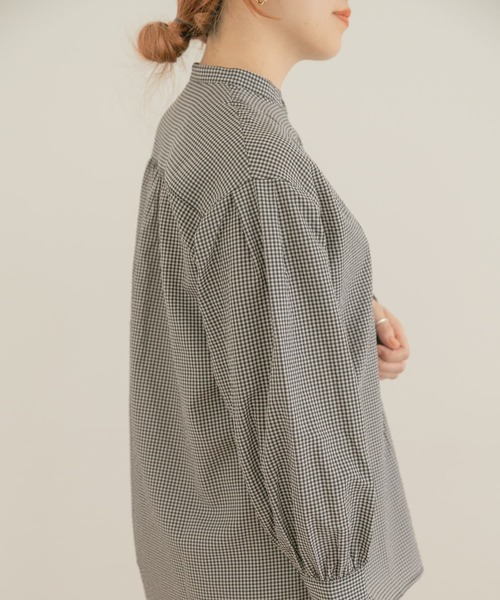 ITEMS URBANRESEARCH(アイテムズ アーバンリサーチ)の「スタンドカラーギンガムチュニック(シャツ/ブラウス・レディース・ブラック/ネイビー/オフホワイト・FREE)」の20枚目の写真