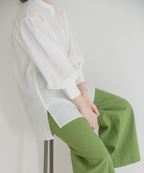 ITEMS URBANRESEARCH(アイテムズ アーバンリサーチ)の「スタンドカラーギンガムチュニック(シャツ/ブラウス・レディース・ブラック/ネイビー/オフホワイト・FREE)」の15枚目の写真