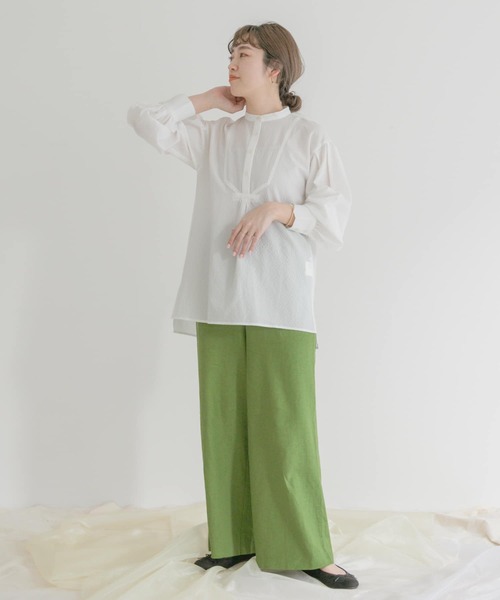 ITEMS URBANRESEARCH(アイテムズ アーバンリサーチ)の「スタンドカラーギンガムチュニック(シャツ/ブラウス・レディース・ブラック/ネイビー/オフホワイト・FREE)」の5枚目の写真