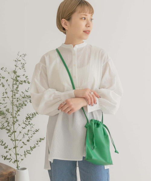 ITEMS URBANRESEARCH(アイテムズ アーバンリサーチ)の「スタンドカラーギンガムチュニック(シャツ/ブラウス・レディース・ブラック/ネイビー/オフホワイト・FREE)」の8枚目の写真