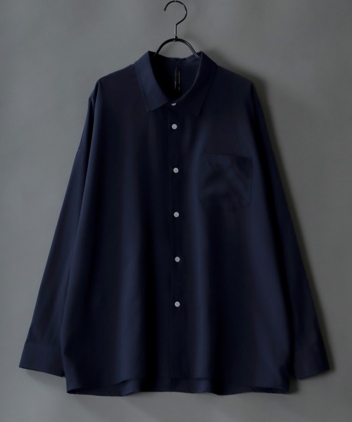 SITRY（シトリー）の「Oversize Drop shoulder Stretch shirt/オーバーサイズ ドロップショルダー ストレッチ シャツ（シャツ/ブラウス・メンズ・ホワイト/チャコールグレー/サックスブルー/グリーン/イエロー/グリーン系その他/ブルー系その他/グレイッシュベージュ/ホワイト系その他/グレー系その他/ベージュ/ネイビー/パープル/パープル系その他/ブラック系その他/ブラック/ブルー系その他2・M/L/XL）」の11枚目の写真