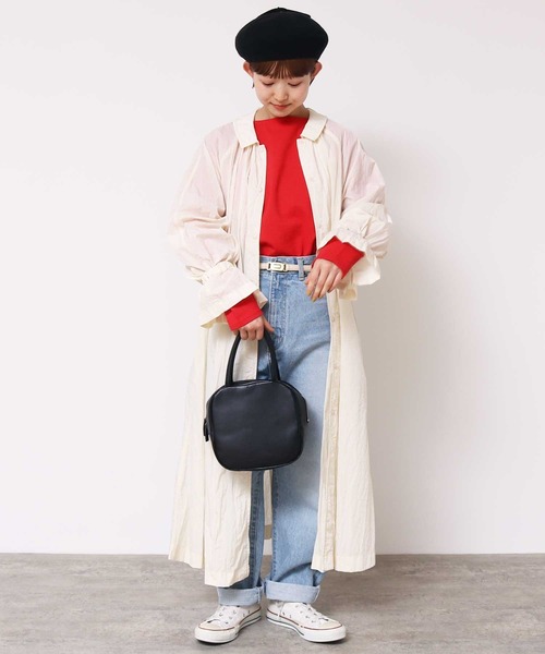 CHILD WOMAN（チャイルドウーマン）の「☆ナイロンタフタ伊吹染め ギャザーコート（その他アウター・レディース・ネイビー/サックスブルー/アイボリー・FREE）」の4枚目の写真