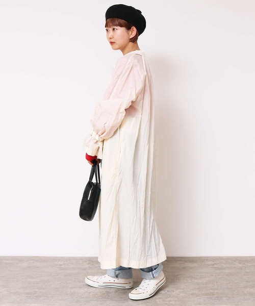 CHILD WOMAN（チャイルドウーマン）の「☆ナイロンタフタ伊吹染め ギャザーコート（その他アウター・レディース・ネイビー/サックスブルー/アイボリー・FREE）」の5枚目の写真