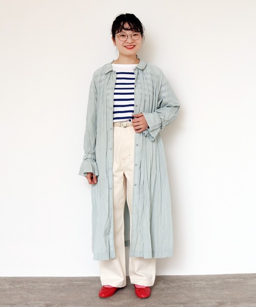 CHILD WOMAN（チャイルドウーマン）の「☆ナイロンタフタ伊吹染め ギャザーコート（その他アウター・レディース・ネイビー/サックスブルー/アイボリー・FREE）」の12枚目の写真