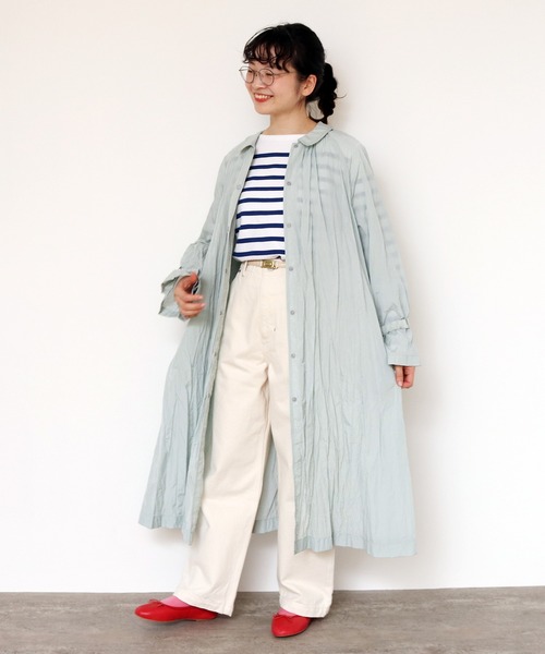 CHILD WOMAN（チャイルドウーマン）の「☆ナイロンタフタ伊吹染め ギャザーコート（その他アウター・レディース・ネイビー/サックスブルー/アイボリー・FREE）」の14枚目の写真