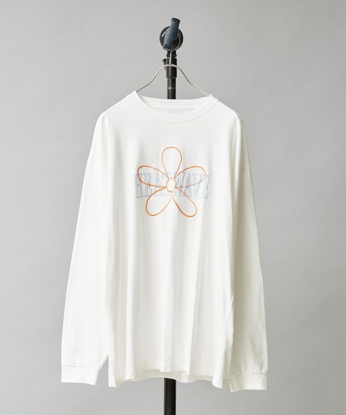 re_k by JUNRED(レクバイジュンレッド)の「【 re_k by JUNRED 】オーバーデイジーBIGロングスリーブTee(Tシャツ/カットソー・メンズ・ホワイト/チャコールグレー/グリーン・LL/S/M/L)」の2枚目の写真