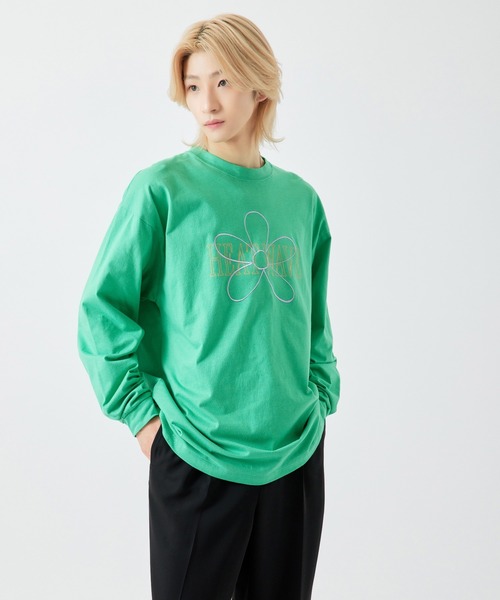 re_k by JUNRED(レクバイジュンレッド)の「【 re_k by JUNRED 】オーバーデイジーBIGロングスリーブTee(Tシャツ/カットソー・メンズ・ホワイト/チャコールグレー/グリーン・LL/S/M/L)」の5枚目の写真