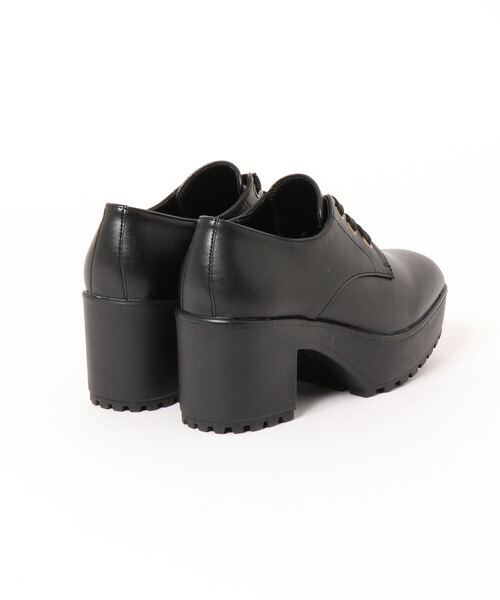 Zipper（ジッパー）の「【Zipper】<2022SS>スクエアトゥ 厚底レースアップシューズ（ドレスシューズ・レディース・ブラック・S/M/L/LL）」の3枚目の写真