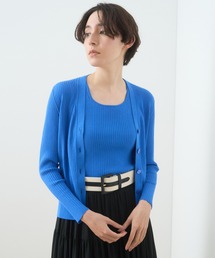 ANAYI | コットンシルクリブＶネック　カーディガン　＜手洗い可＞(ニット/セーター)