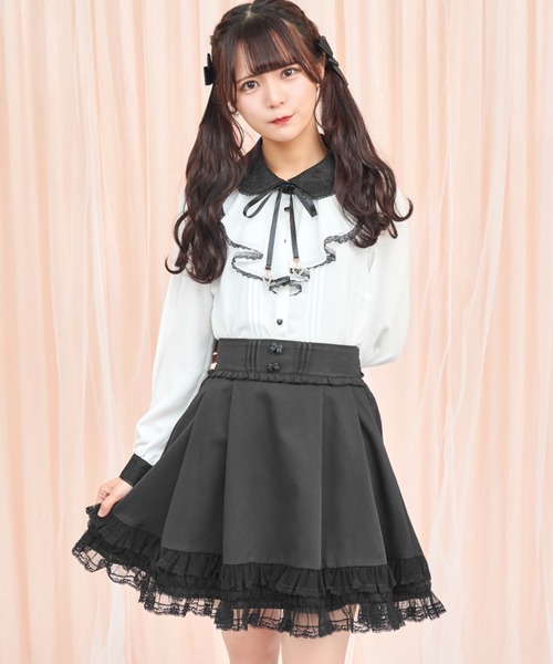 Secret Honey（シークレットハニー）の「裾シアータックフレアスカート（スカート・レディース・ブラック/ピンク/グレー・MEDIUM）」の2枚目の写真