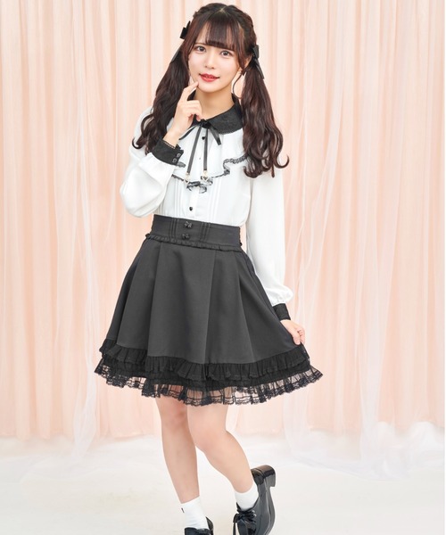 Secret Honey（シークレットハニー）の「裾シアータックフレアスカート（スカート・レディース・ブラック/ピンク/グレー・MEDIUM）」の6枚目の写真