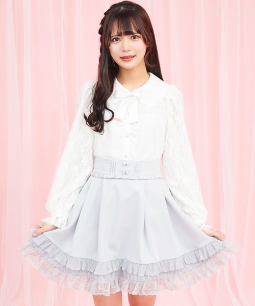 Secret Honey（シークレットハニー）の「裾シアータックフレアスカート（スカート・レディース・ブラック/ピンク/グレー・MEDIUM）」の4枚目の写真