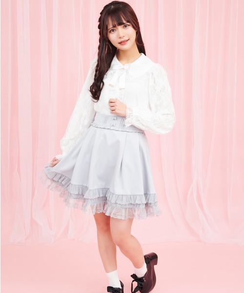 Secret Honey（シークレットハニー）の「裾シアータックフレアスカート（スカート・レディース・ブラック/ピンク/グレー・MEDIUM）」の5枚目の写真