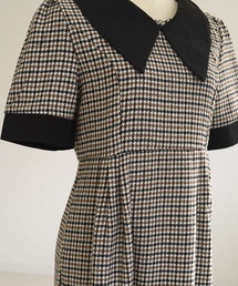 アディダス 千鳥格子柄 ウールブレンド リブデザイン チェックワンピース M お揃い】千鳥格子タータンチェック柄シャツワンピース(90~130cm