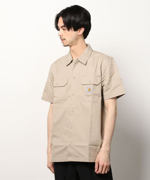Carhartt WIP(カーハートダブリューアイピー)の「Carhartt WIP/カーハートダブリューアイピー 半袖シャツ レギュラーフィット レギュラーカラー 無地 I027580(シャツ/ブラウス・メンズ・ベージュ/ブラック/イエロー・L/XL/M/S)」の12枚目の写真