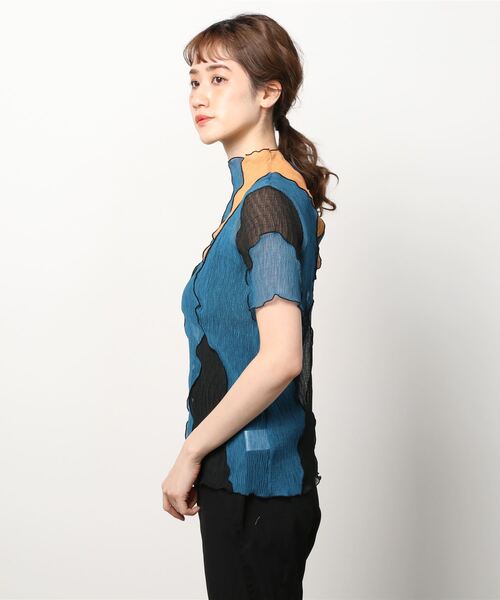 led.tokyo（レッドトウキョウ）の「【led.tokyo】マルチカラーシアーハーフトップ（シャツ/ブラウス・レディース・オレンジ/ブルー・M）」の22枚目の写真