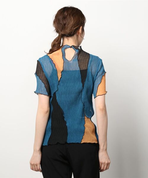 led.tokyo（レッドトウキョウ）の「【led.tokyo】マルチカラーシアーハーフトップ（シャツ/ブラウス・レディース・オレンジ/ブルー・M）」の21枚目の写真