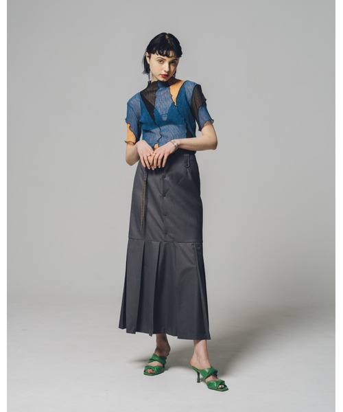 led.tokyo（レッドトウキョウ）の「【led.tokyo】マルチカラーシアーハーフトップ（シャツ/ブラウス・レディース・オレンジ/ブルー・M）」の6枚目の写真