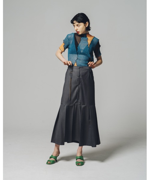 led.tokyo（レッドトウキョウ）の「【led.tokyo】マルチカラーシアーハーフトップ（シャツ/ブラウス・レディース・オレンジ/ブルー・M）」の7枚目の写真