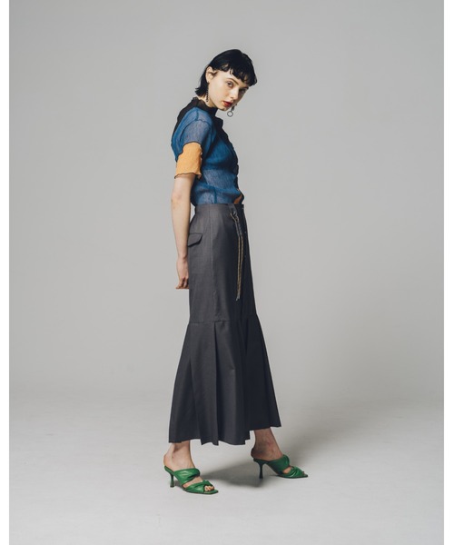 led.tokyo（レッドトウキョウ）の「【led.tokyo】マルチカラーシアーハーフトップ（シャツ/ブラウス・レディース・オレンジ/ブルー・M）」の9枚目の写真