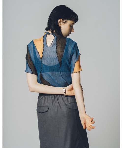 led.tokyo（レッドトウキョウ）の「【led.tokyo】マルチカラーシアーハーフトップ（シャツ/ブラウス・レディース・オレンジ/ブルー・M）」の11枚目の写真