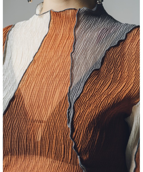 led.tokyo（レッドトウキョウ）の「【led.tokyo】マルチカラーシアーハーフトップ（シャツ/ブラウス・レディース・オレンジ/ブルー・M）」の20枚目の写真