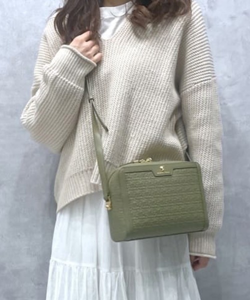 Samantha Thavasa（サマンサタバサ）の「Pomme d'espoir ポムディスポワール 型押しスクエアショルダーバッグ（ショルダーバッグ・レディース・ピンクベージュ/ブラック/カーキ/ライトグレー/ベージュ/ワインレッド/キャメル・FREE）」の9枚目の写真