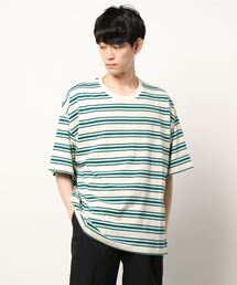 【Revo.】マルチボーダーコットンSS Tee/オーバーサイズショートスリーブTシャツ/メンズ