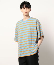 【Revo.】マルチボーダーコットンSS Tee/オーバーサイズショートスリーブTシャツ/メンズ
