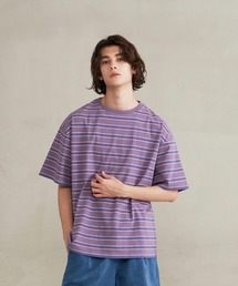 【Revo.】マルチボーダーコットンSS Tee/オーバーサイズショートスリーブTシャツ/メンズ