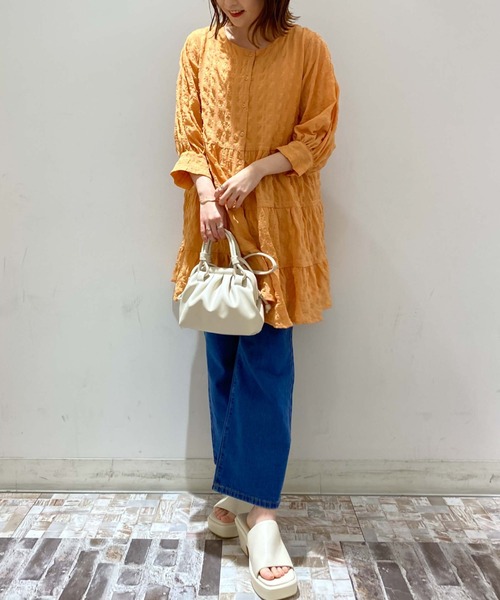 archives（アルシーヴ）の「シャーリングティアードミニワンピース（ワンピース・レディース・ブラック/オフホワイト/オレンジ・MEDIUM）」の8枚目の写真