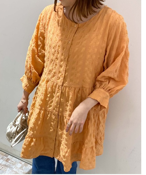 archives（アルシーヴ）の「シャーリングティアードミニワンピース（ワンピース・レディース・ブラック/オフホワイト/オレンジ・MEDIUM）」の20枚目の写真