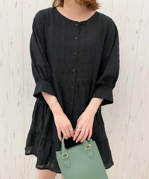 archives（アルシーヴ）の「シャーリングティアードミニワンピース（ワンピース・レディース・ブラック/オフホワイト/オレンジ・MEDIUM）」の14枚目の写真