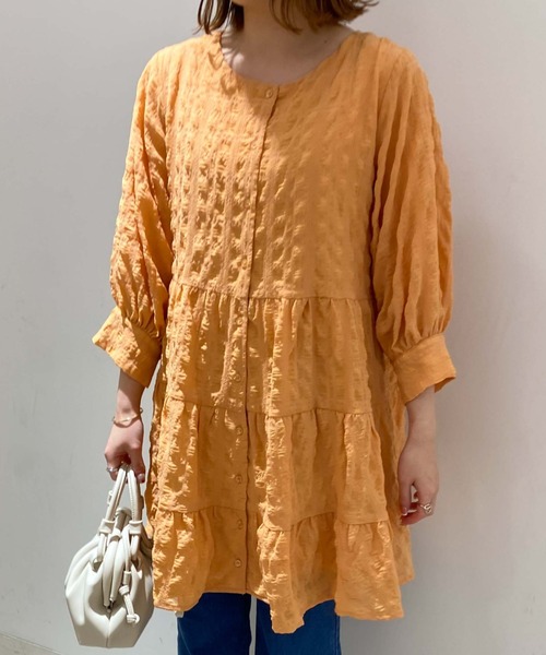 archives（アルシーヴ）の「シャーリングティアードミニワンピース（ワンピース・レディース・ブラック/オフホワイト/オレンジ・MEDIUM）」の16枚目の写真