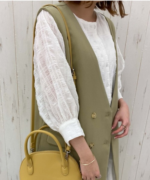 archives（アルシーヴ）の「シャーリングティアードミニワンピース（ワンピース・レディース・ブラック/オフホワイト/オレンジ・MEDIUM）」の9枚目の写真