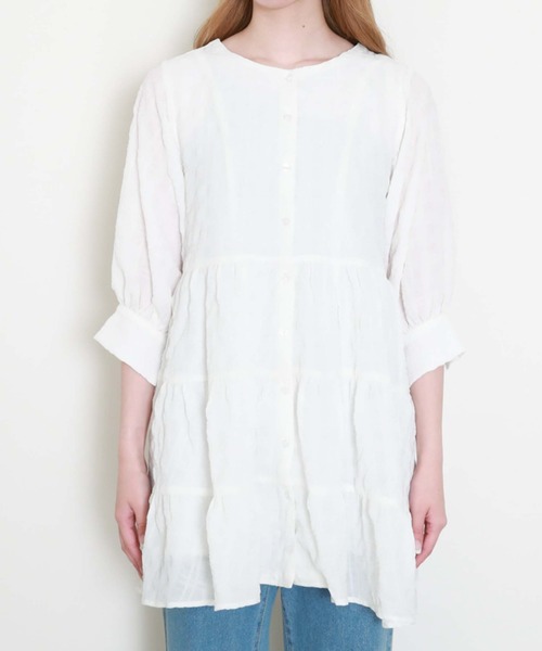 archives（アルシーヴ）の「シャーリングティアードミニワンピース（ワンピース・レディース・ブラック/オフホワイト/オレンジ・MEDIUM）」の11枚目の写真