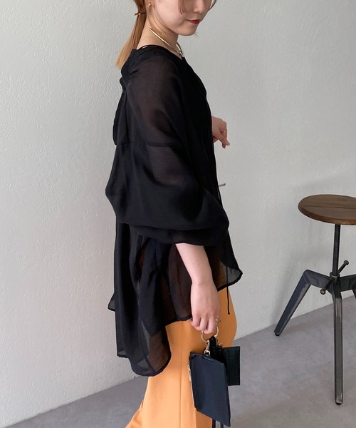 CAPRICIEUX LE'MAGE(カプリシューレマージュ)の「2WAYリボンスキッパーシャツ(シャツ/ブラウス・レディース・ホワイト/ブラック/ピンク/グリーン・FREE)」の6枚目の写真