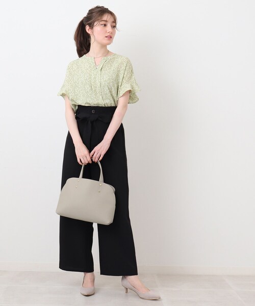 DRESKIP（ドレスキップ）の「◆口元ラウンド一枚革風あおりポケットトート（トートバッグ・レディース・アイボリー/グレー/ブラック・00）」の9枚目の写真