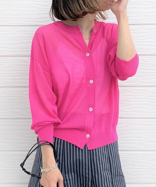 Q（キュー）の「2wayシアーカーデ（カーディガン/ボレロ・レディース・ブルー系その他/ホワイト系その他/ライム/ピンク・MEDIUM）」の4枚目の写真