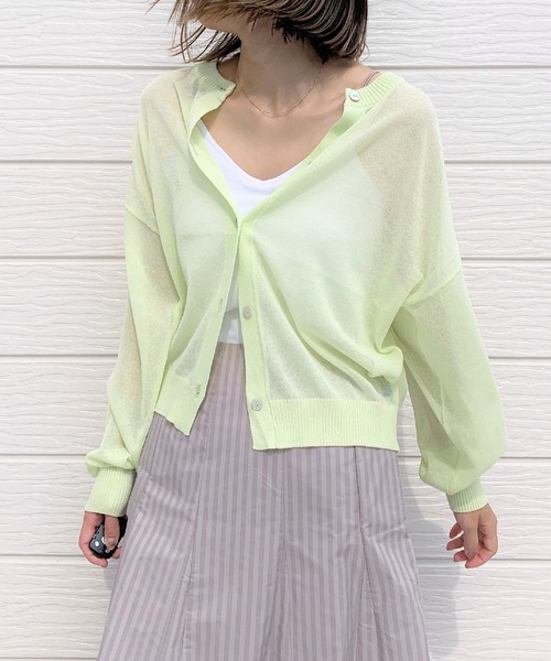 Q（キュー）の「2wayシアーカーデ（カーディガン/ボレロ・レディース・ブルー系その他/ホワイト系その他/ライム/ピンク・MEDIUM）」の3枚目の写真