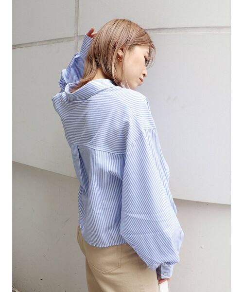 MURUA(ムルーア)の「ストライプクロップドシャツ(シャツ/ブラウス・レディース・ブラック/ベージュ/ブルー/グリーン・FREE)」の18枚目の写真