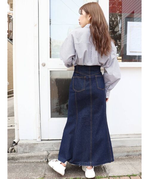 MURUA(ムルーア)の「ストライプクロップドシャツ(シャツ/ブラウス・レディース・ブラック/ベージュ/ブルー/グリーン・FREE)」の19枚目の写真