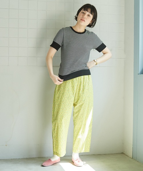 bulle de savon（ビュルデサボン）の「成型ボーダー 五分袖プルオーバー（Tシャツ/カットソー・レディース・ホワイト/ブラウン/ブルー・FREE）」の8枚目の写真