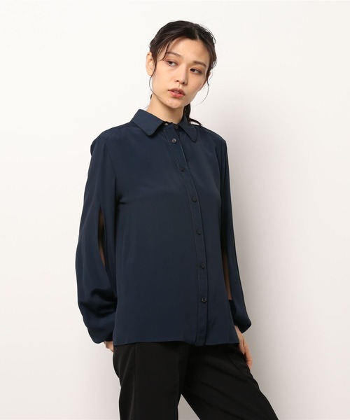 GOLDEN GOOSE（ゴールデングース）の「GOLDEN GOOSE Blouse navy with slit sleeve & rib（シャツ/ブラウス・レディース・ネイビー・SMALL/X-SMALL/XX-SMALL）」の3枚目の写真