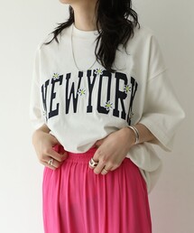 FREAK'S STORE | アーチロゴフラワー刺繍Tシャツ(Tシャツ/カットソー)